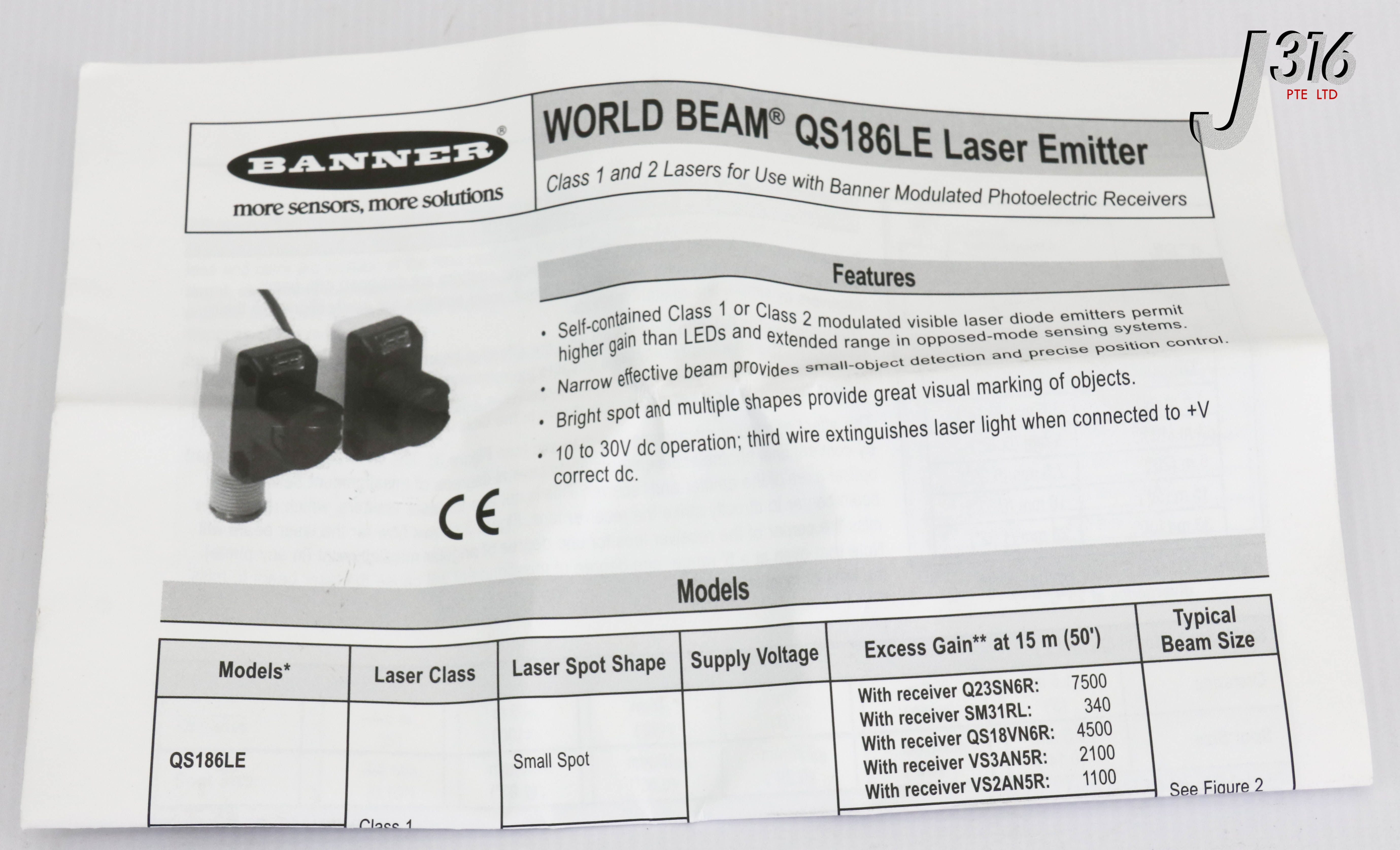 各種パネル　C 18022 BANNER LASER EMITTER, PN:71324, (NEW IN OPEN BOX) QS186LEQ5